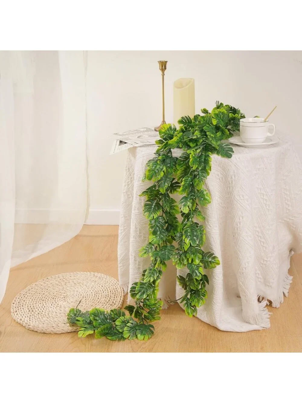 4Pcs Tropical Monstera Leaf Vines - 5.6Ft Fake Hanging Greenery for Home Décor